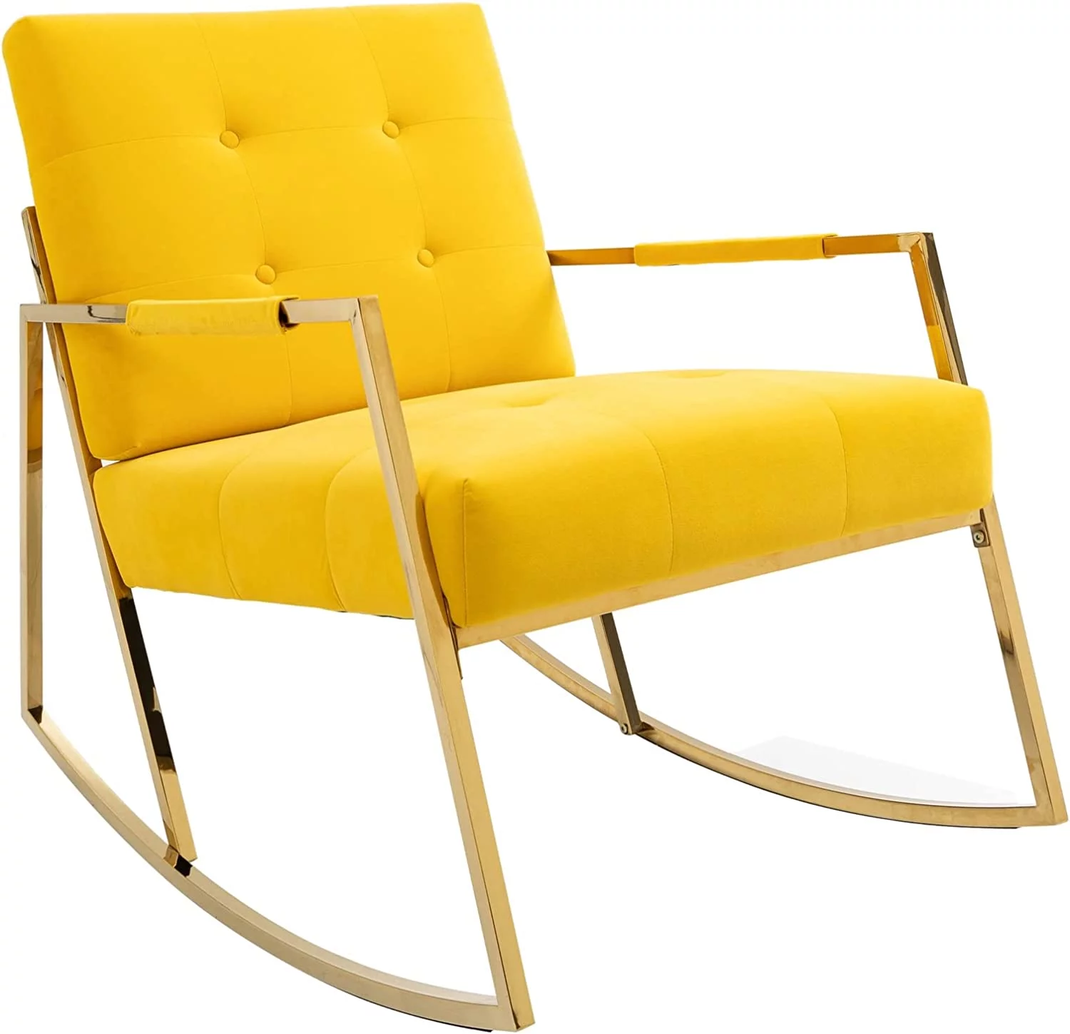 Tabaray Rocking Chair Nursery, Morden Upholstered Oversized Fabric Nursery Chair,  Nursery Glider Chair  (Yellow)