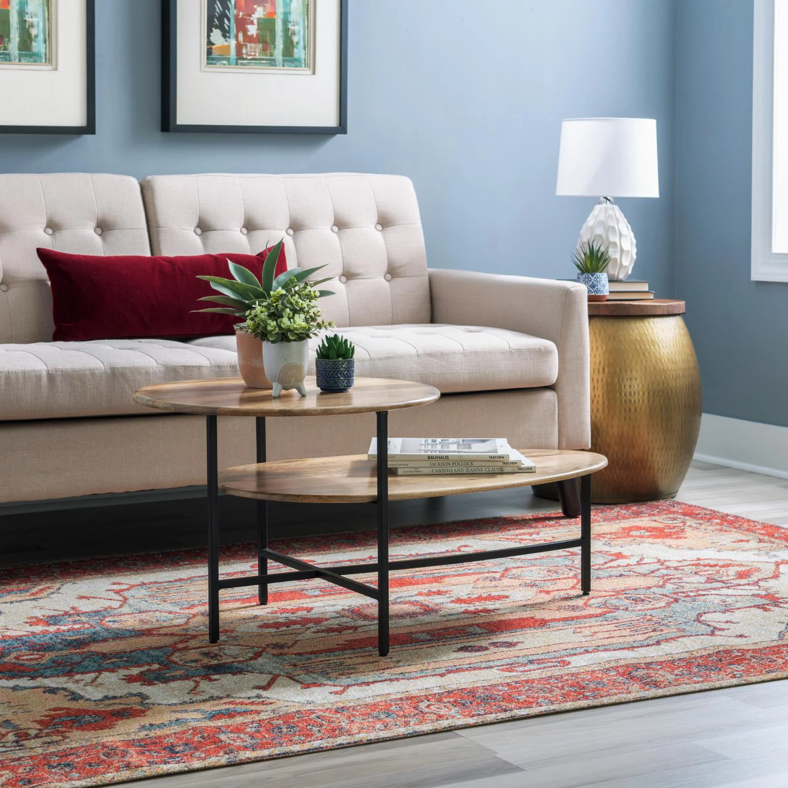 Powell Tavin Coffee Table - Black Base with Natural Top