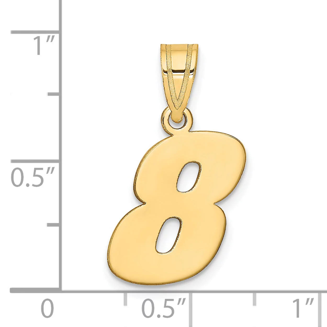 Carat in Karats 14K Yellow Gold Polished Block Number 8 Pendant Charm (18.1mm x 14.26mm) With 14K Yellow Gold Lightweight Rope Chain Necklace 20''
