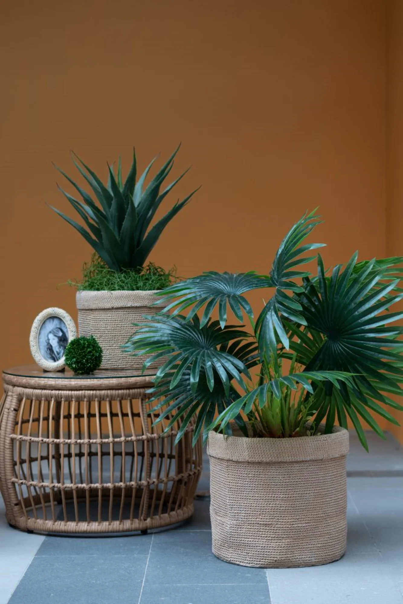 CC Home Furnishings Round Woven Basket Planters - 14.5