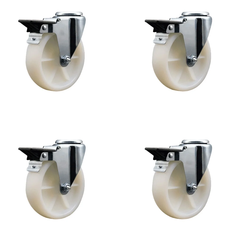 Nylon Swivel Bolt Hole Caster Set of 4 w/5