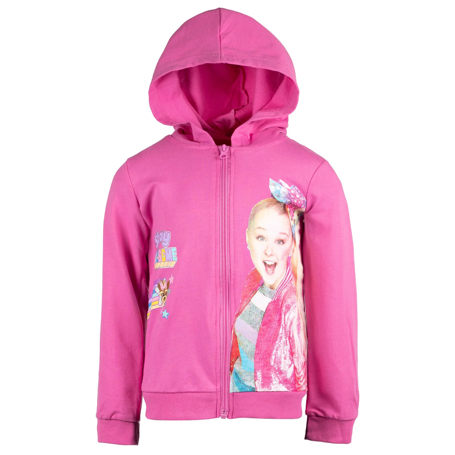 JoJo Siwa Little Girls Zip Up French Terry Hoodie T-Shirt and Leggings 3 Piece Outfit Set Little Kid to Big Kid