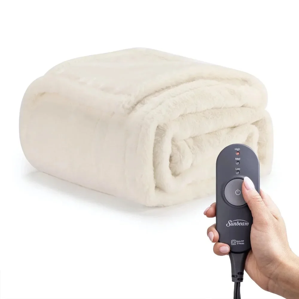 Warm Embrace: White Faux Fur Electric Throw Blanket for Ultimate Coziness