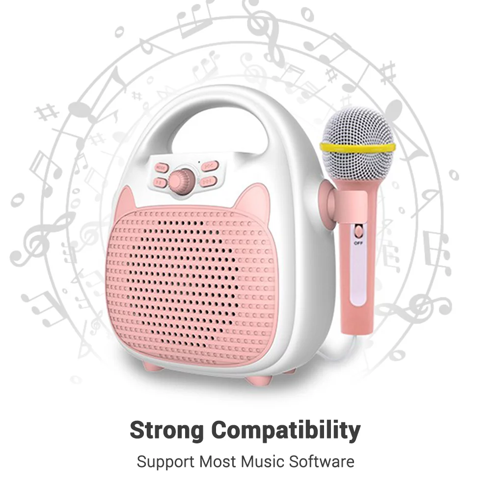 Eccomum Karaoke Machine Rechargeable Portable Karaoke Speaker with Microphone BT/Memory Card/USB Connectivity Lights for Boys Girls