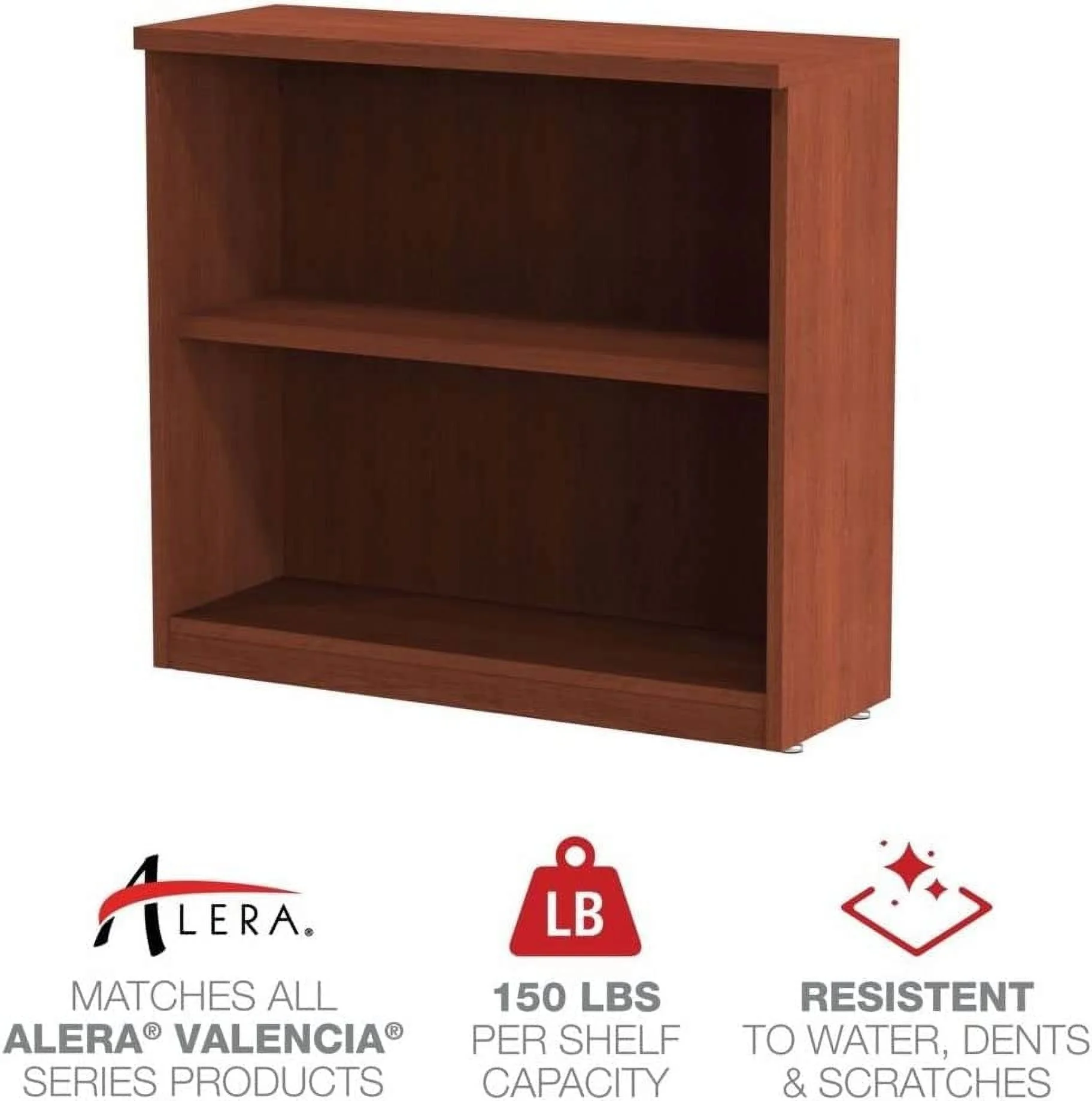 ALEVA633032MC 31.75 In. X 14 In. X 29.5 In. Valencia Series 2-Shelf Bookcase - Medium Cherry