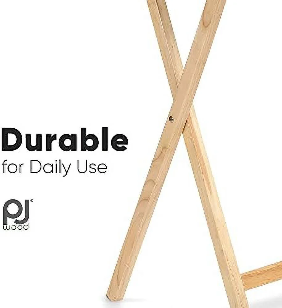 SQHJV Folding TV Tray Table & Snack Table with  Rack  Natural - 5 Piece Set