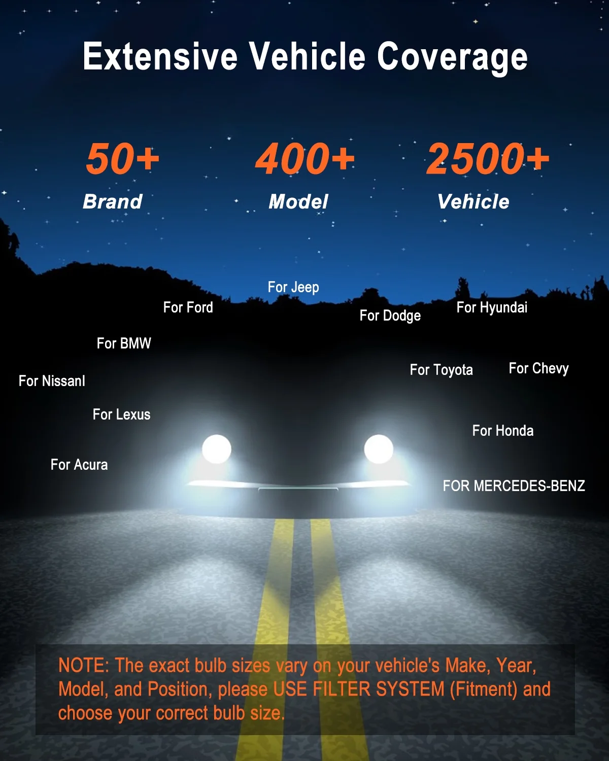 ENJOYAKOM For Kia Optima Forte 2017-2018 9005/HB3 H7 LED Headlight Combo High Low Beam 4PCS Bulbs Kit 6000K White