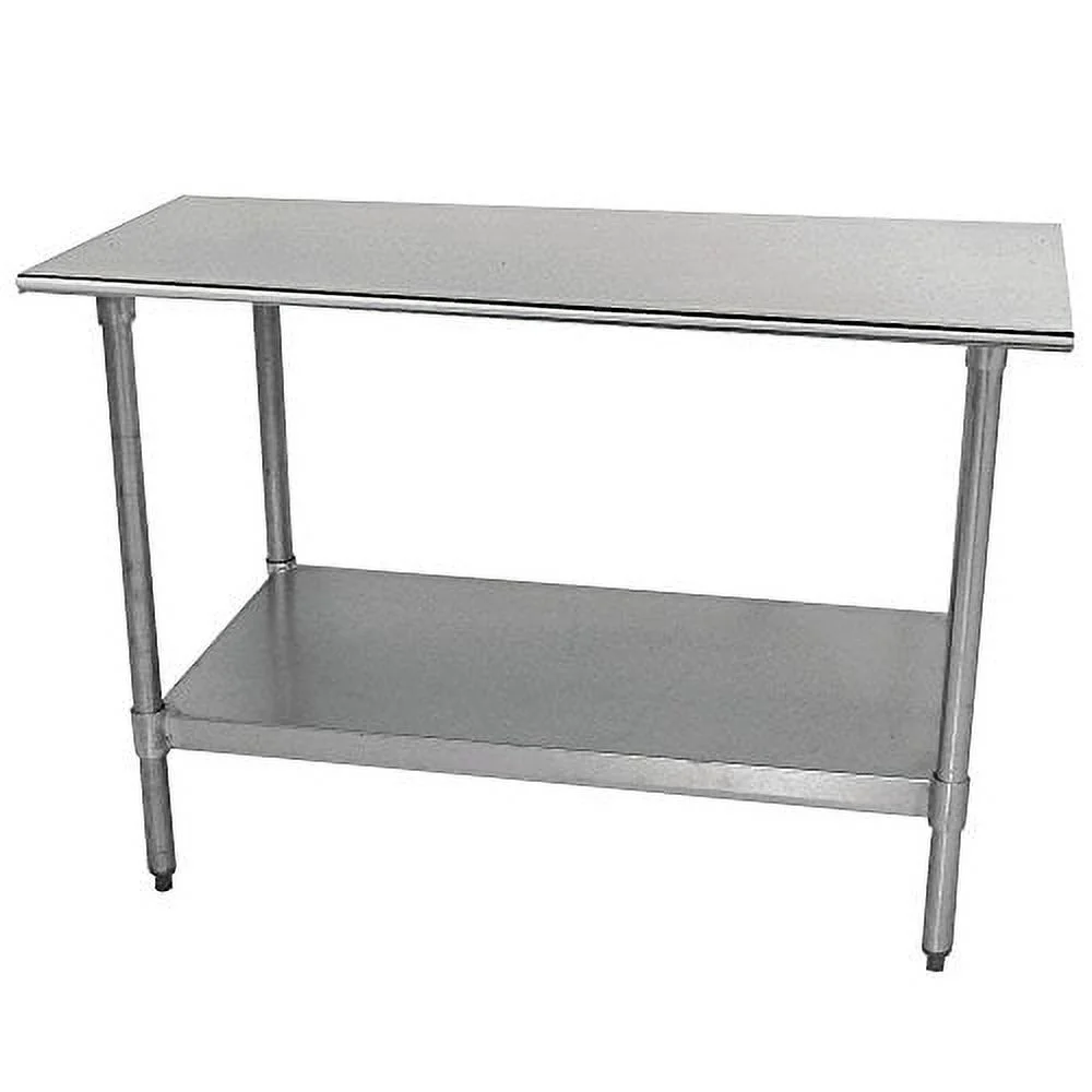 HUBERT® Stainless Steel Work Table with Galvanized Steel Undershelf and Legs with 2