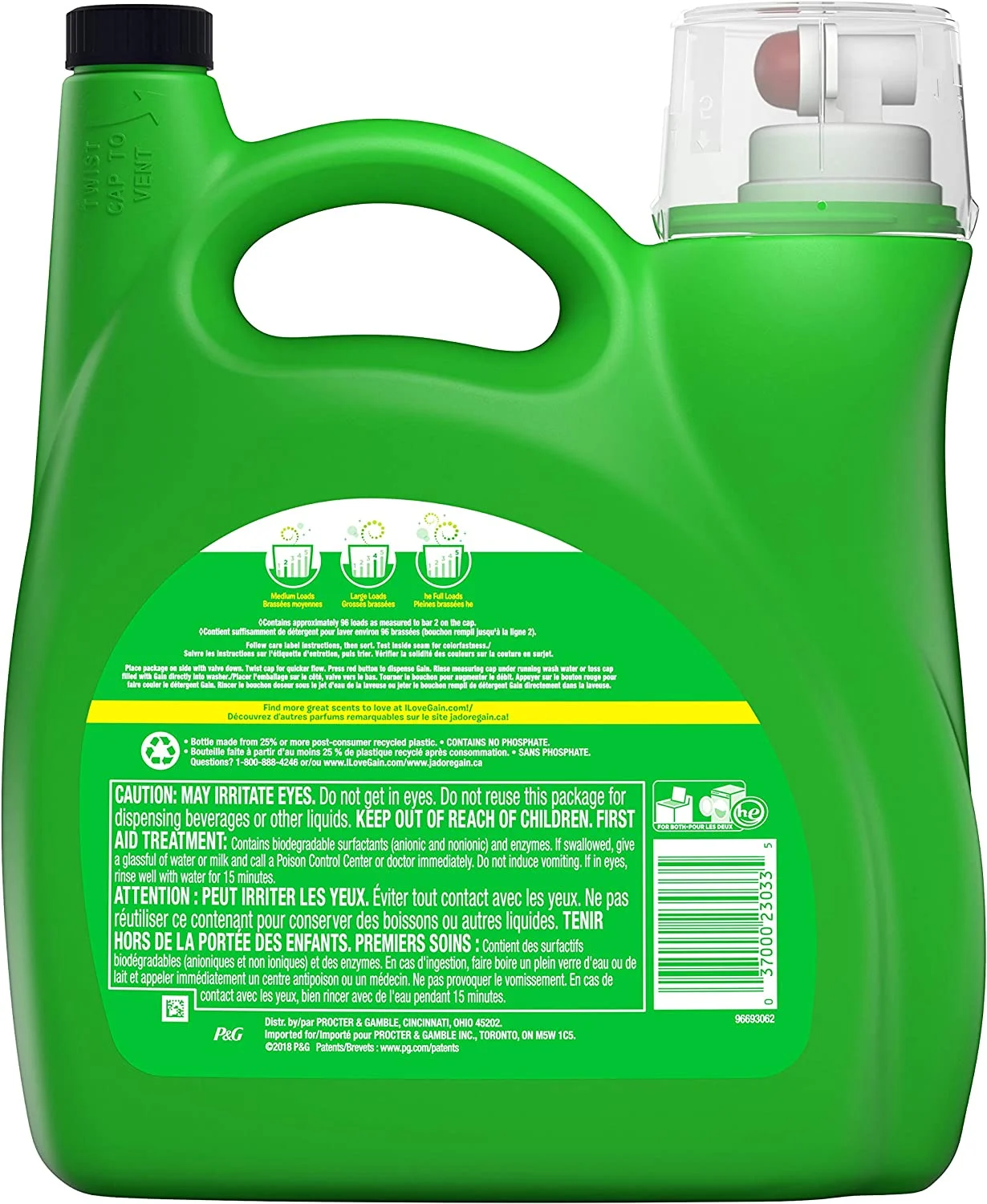 Gain Original 96 Loads, Liquid Laundry Detergent, 150 Fl Oz