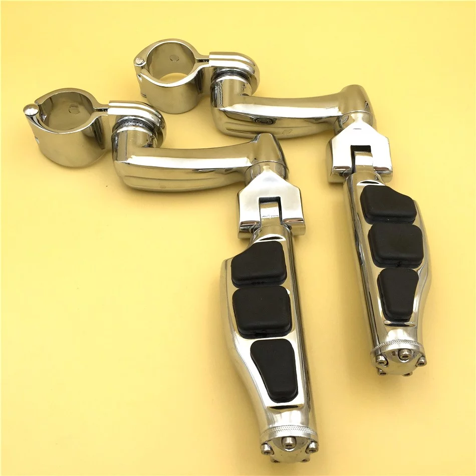 HTT-MOTOR Chrome Peg Mounting Kit with Flat End Foot Peg Footrest For Bike Equipped with 1-1/2 inch (1.5