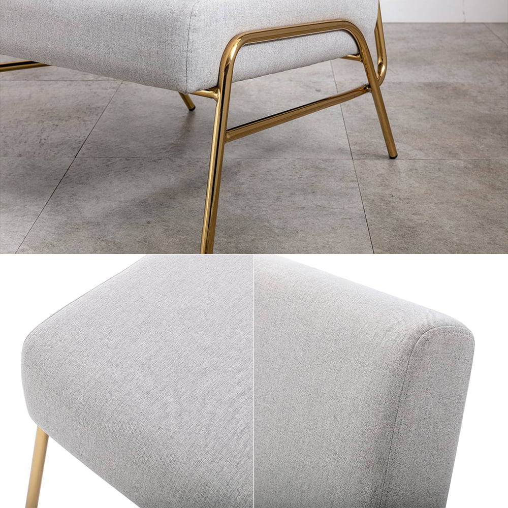 Hot selling metal frame slipper chair armless fashion high-end gray linen leisure chair