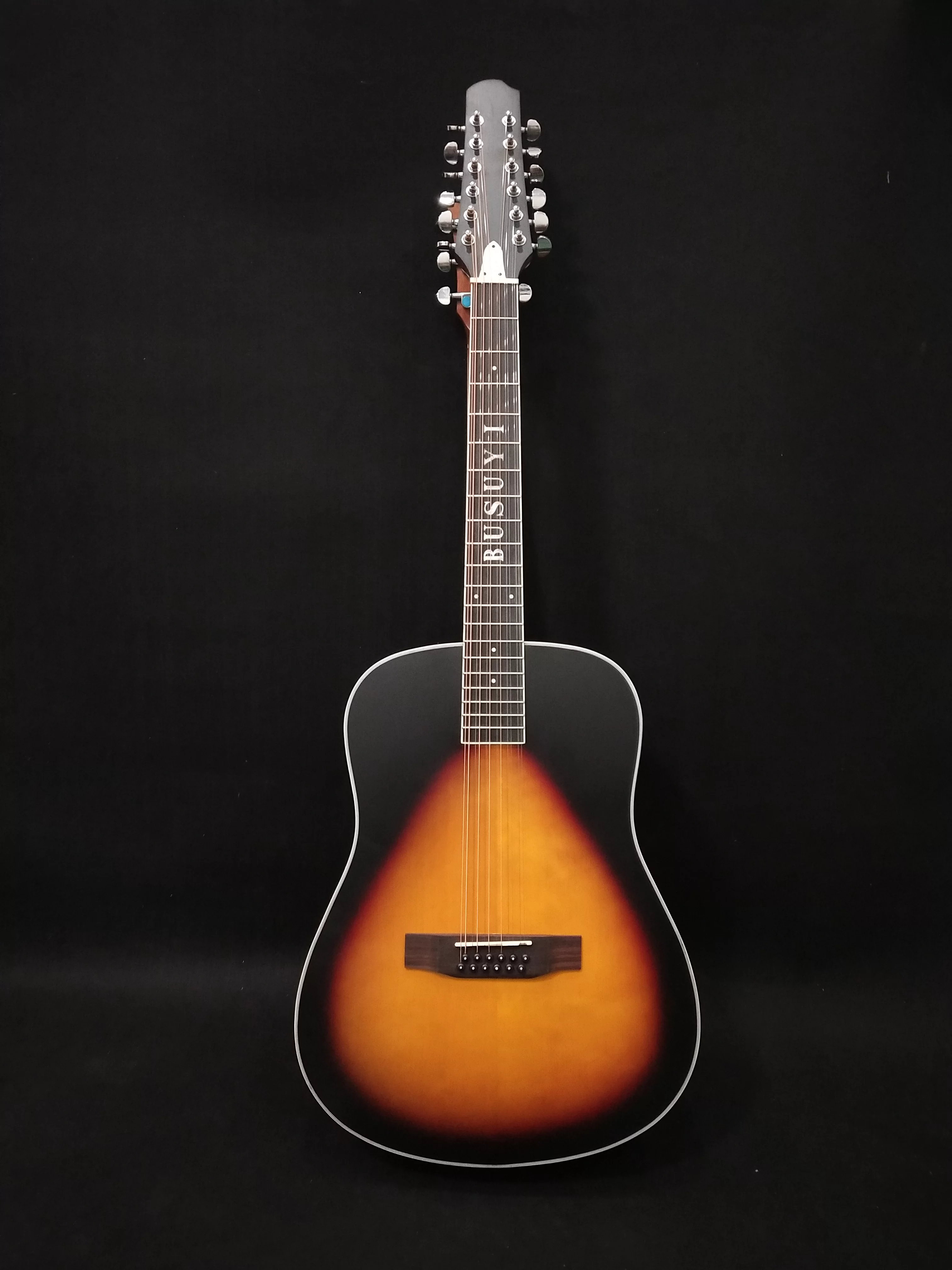 12 String Acoustic / 6 String Acoustic, Double Sided, Travel, Dreadnought , Busuyi Guitar, (Sunset) All Levels