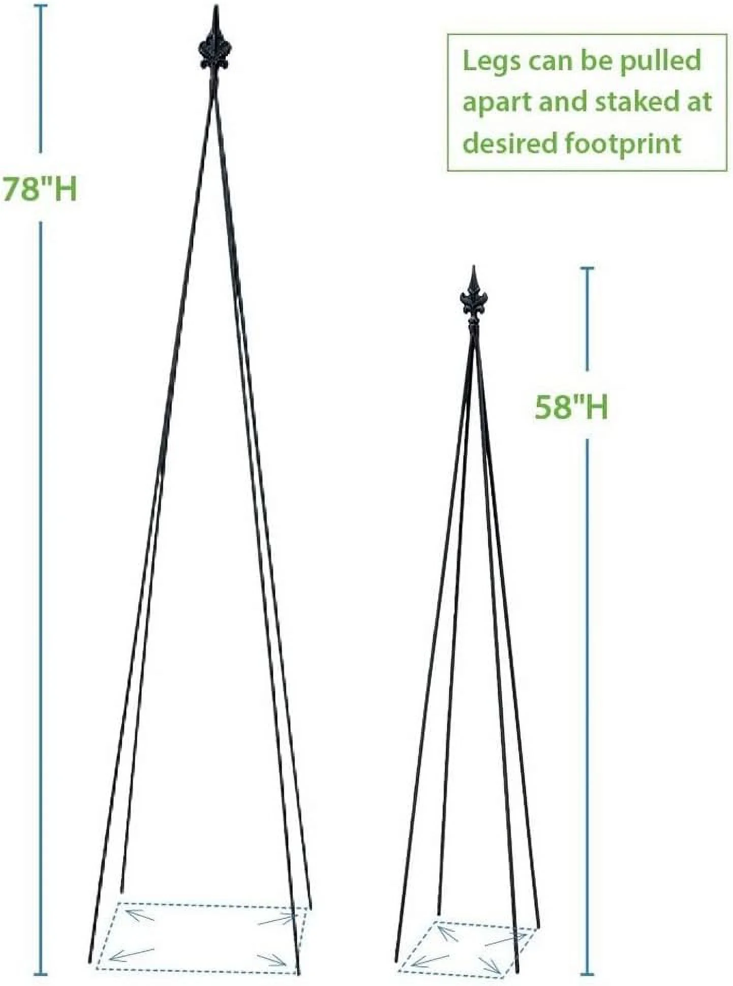 Oakestry Fleur-De-Lis Trellis for Climbing Plants Wrought Iron Metal Yard Art for Patio Deck or Garden, Plant Support for Flower,58-in
