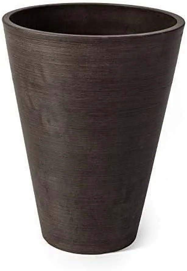 Valencia Round Planter Pot, Textured Brown, 10 By 12.75-Inch, (16125)