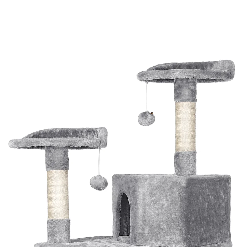 Easyfashion 59''H Multilevel Cat Tree Cat Tower, Light Gray