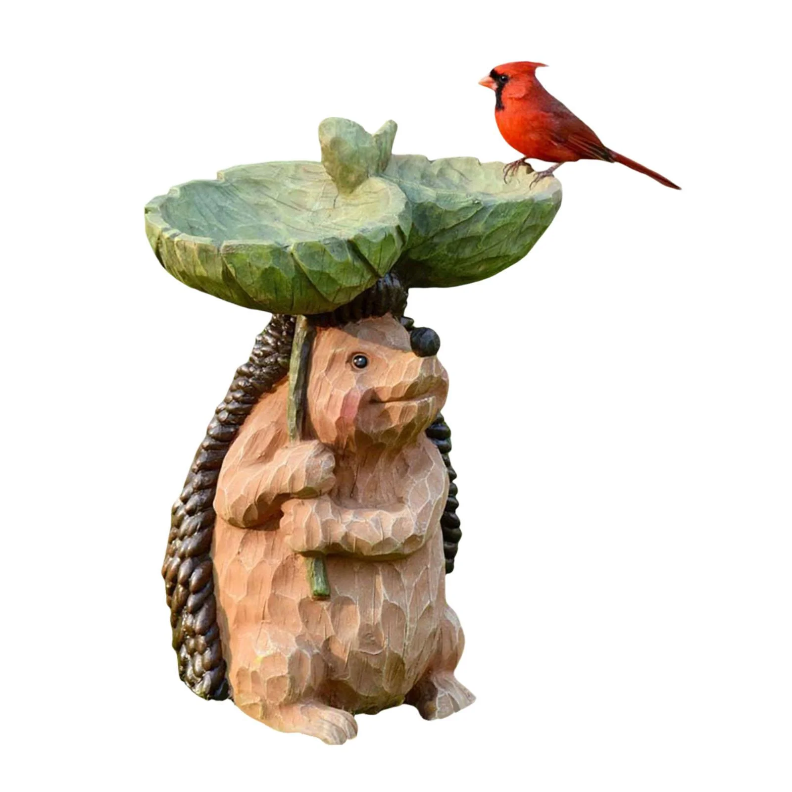 oshhnii Garden Bird Bath Bowl Yard Backyard Sculpture Resin Statue Figurine Resin Feeder Hedgehog 15x10x20cm