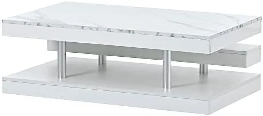 HYHBIBOOM 2-Tier Rectangular Coffee Table with Tempered Glass  Modern Cocktail Table with High-Gloss UV Surface  Minimalist Design Center Table for Living Room-Black