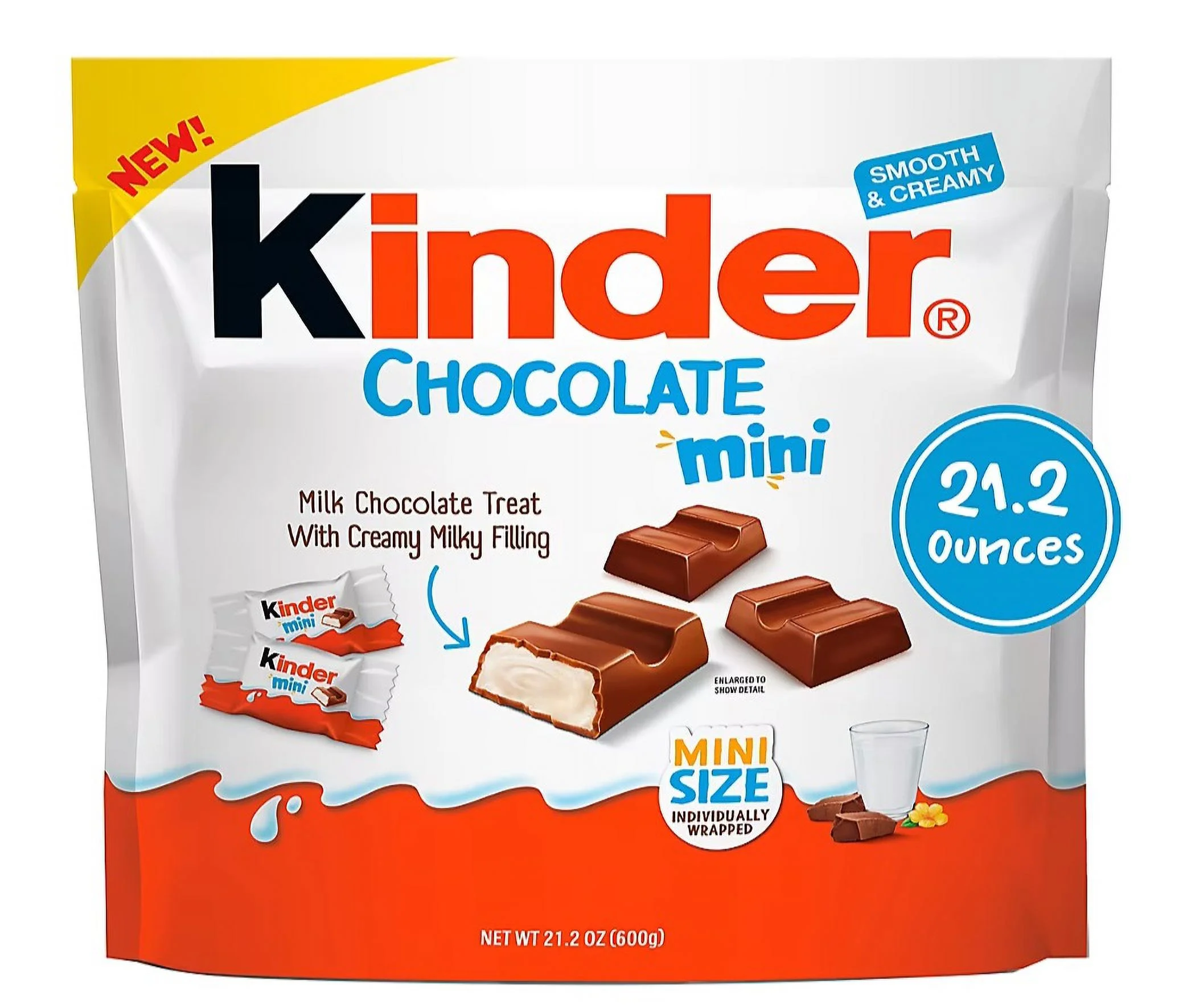 Kinder Chocolate Mini, 21.2 oz Bulk Pack, Up to 138 Minis, Milk Chocolate Bar with Creamy Milky Filling, Individually Wrapped Candy