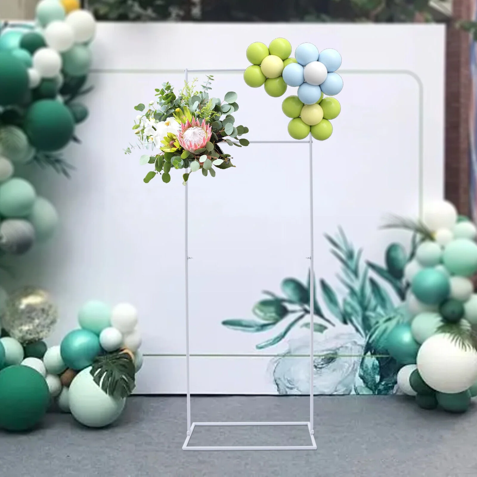 White/Golden Wedding Arch Rectangle Backdrop Stand Iron Balloon Flower Display Frame Decor