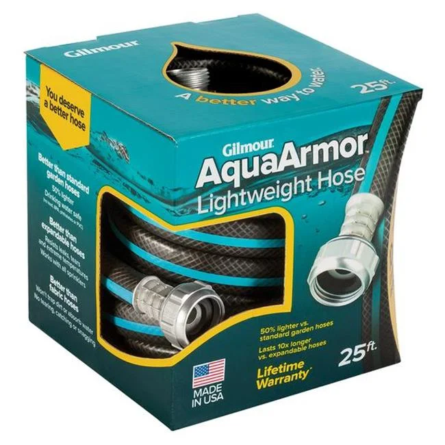 0.5 in. dia. x 25 ft. Gilmour AquaArmor Plastic Garden Hose, Black