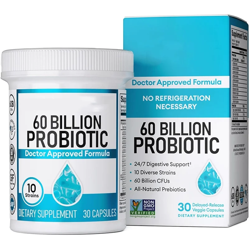 Probiotics 60 Billion CFU - 10 Strains + Organic Prebiotics - Immune, Digestive & Gut Health - Supports Occasional Constipation, Diarrhea, Gas & Bloating - for Women & Men