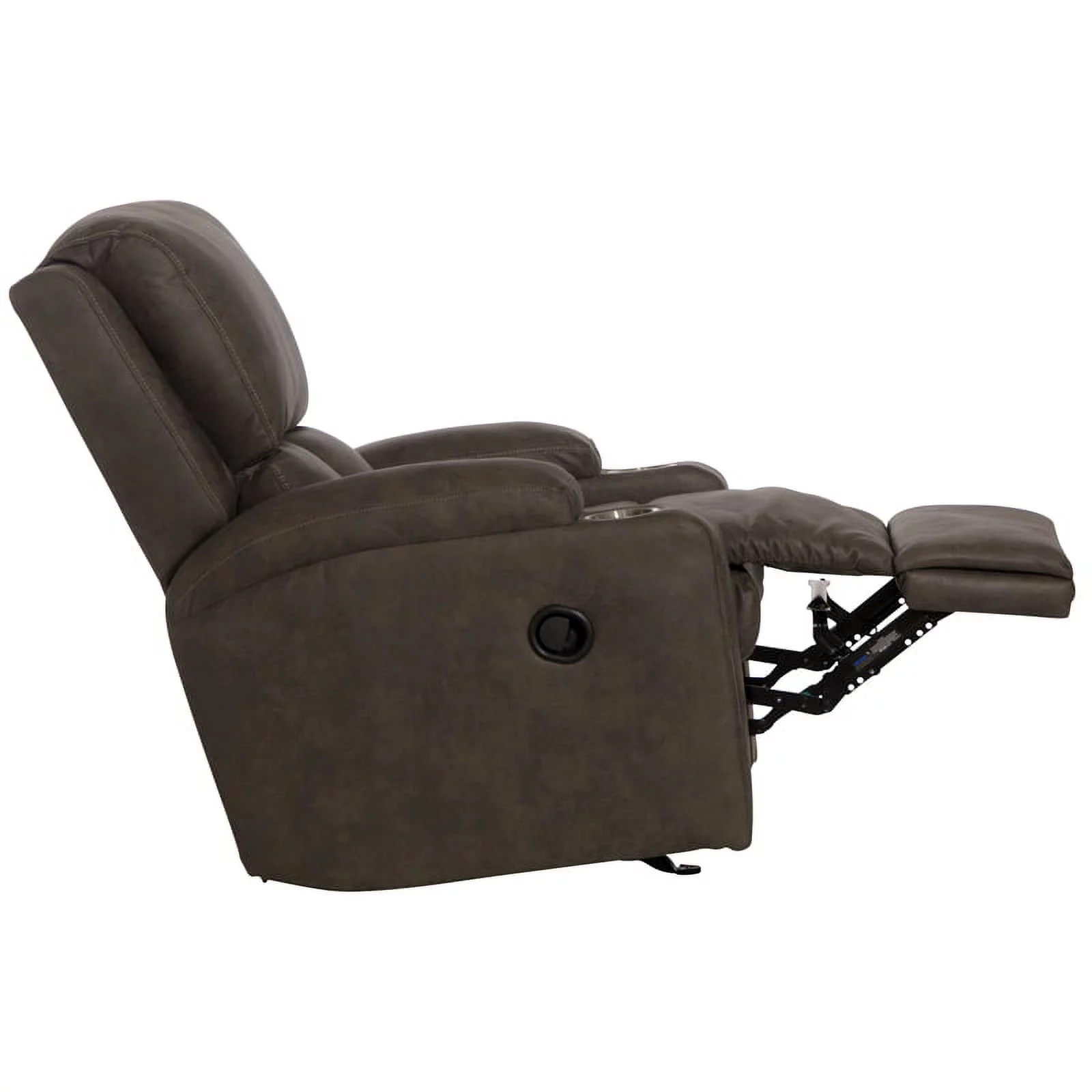Bowery Hill Rocker Recliner with Two Cupholders in Gray Polyester Fabric