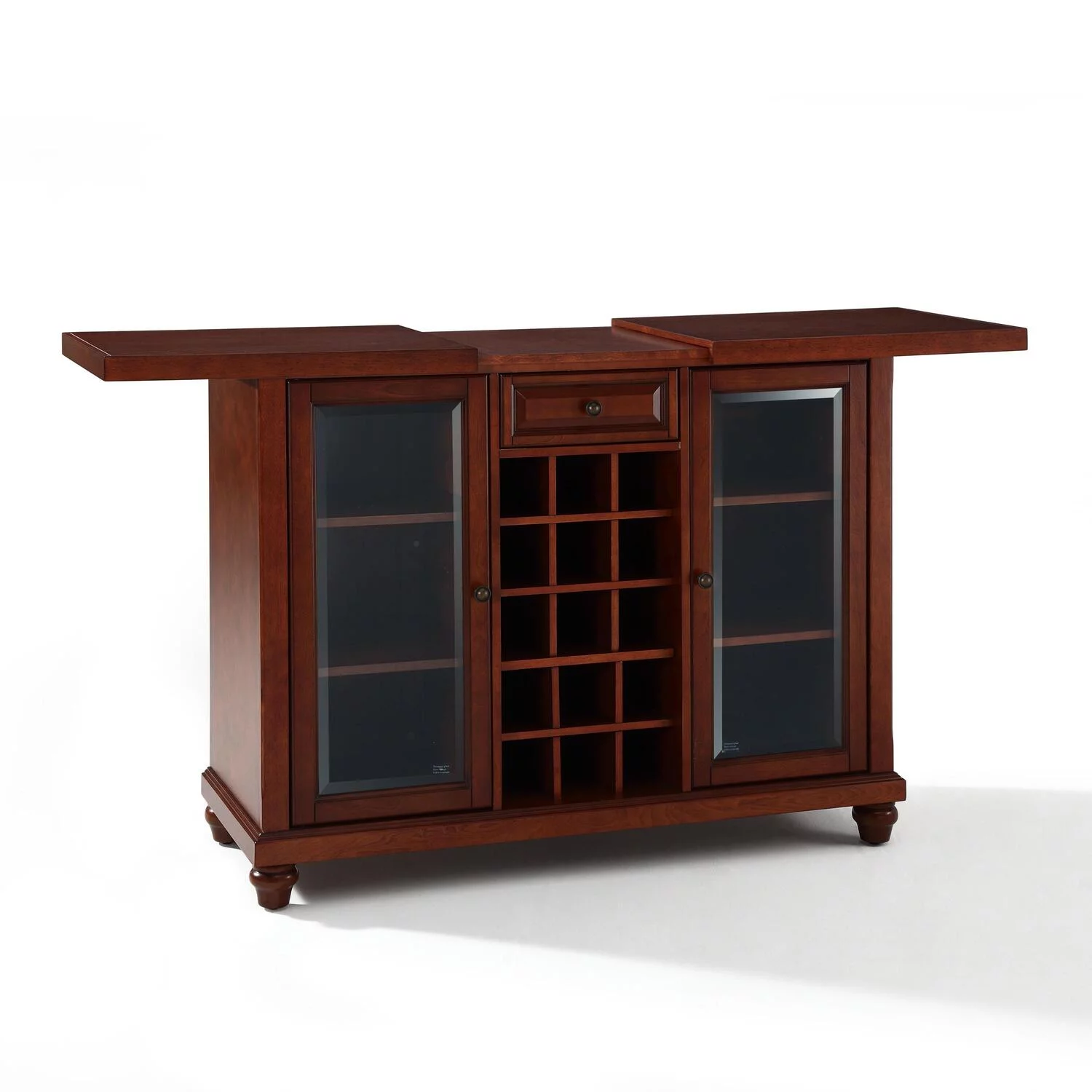 HomeStock Artisanal Abode Sliding Top Bar Cabinet Mahogany