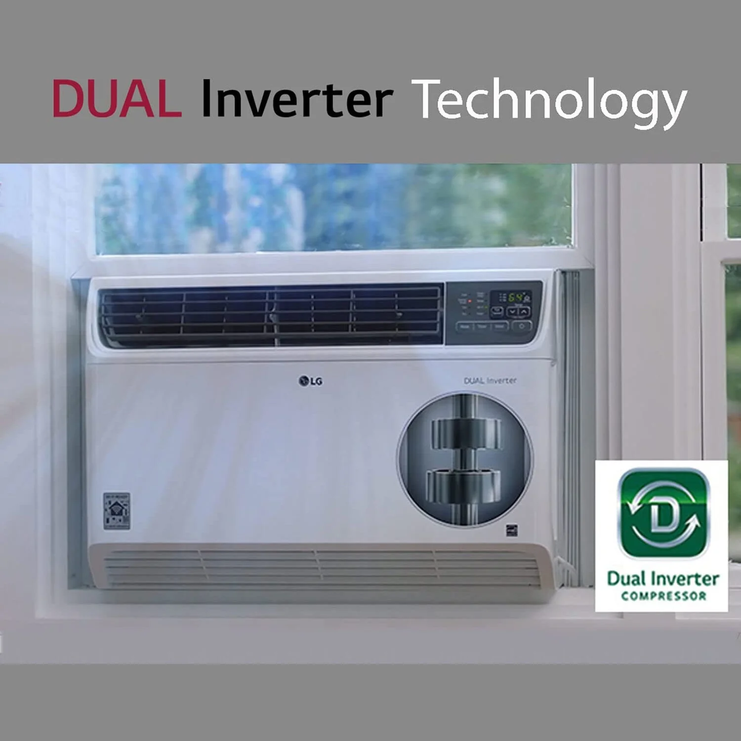 LG 14,000 BTU Dual Inverter Smart Window Air Conditioner, LW1517IVSM - Refurbished