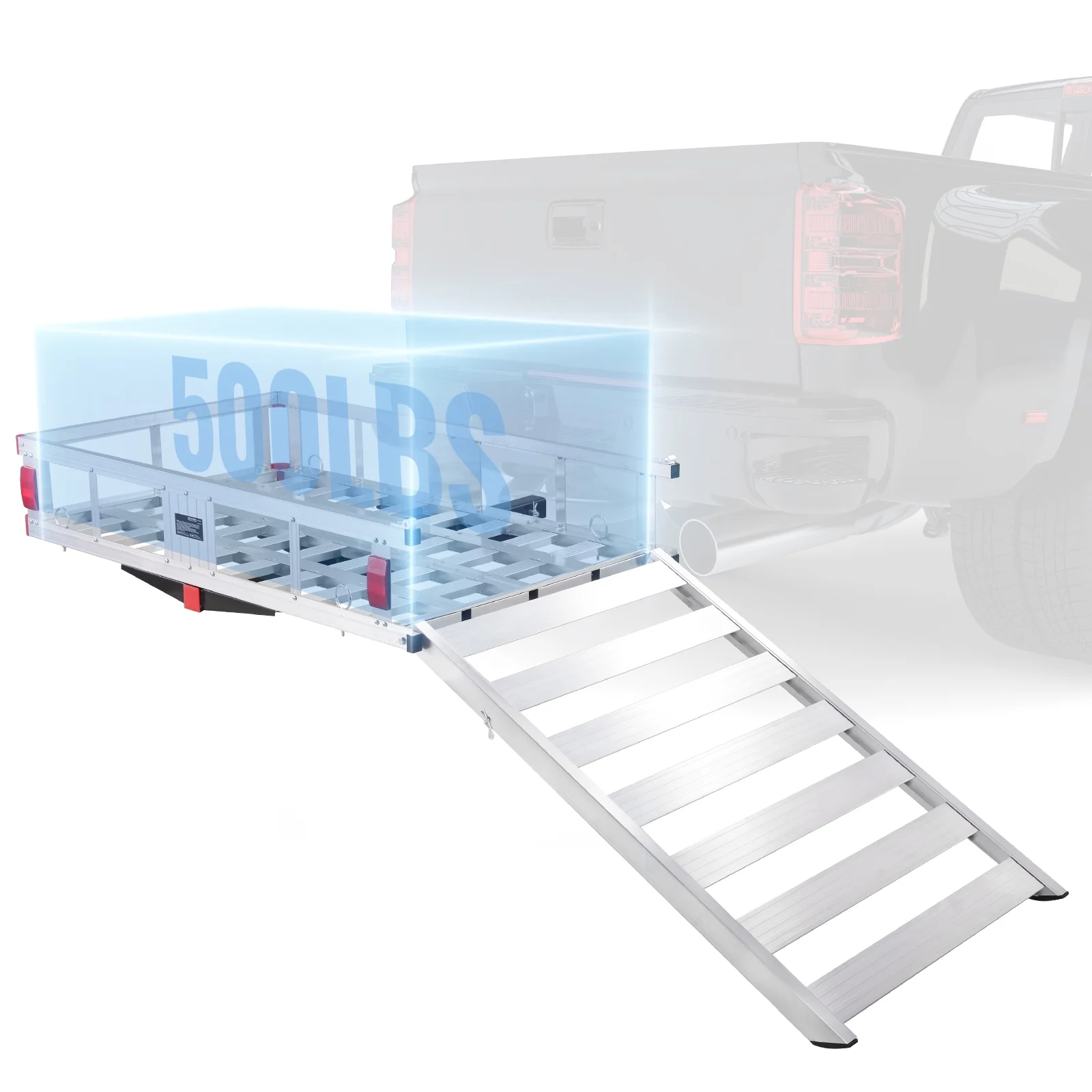SKYSHALO Hitch Mount Cargo Carrier 47x28x6 in 500lb and Folding Ramp Fits 2