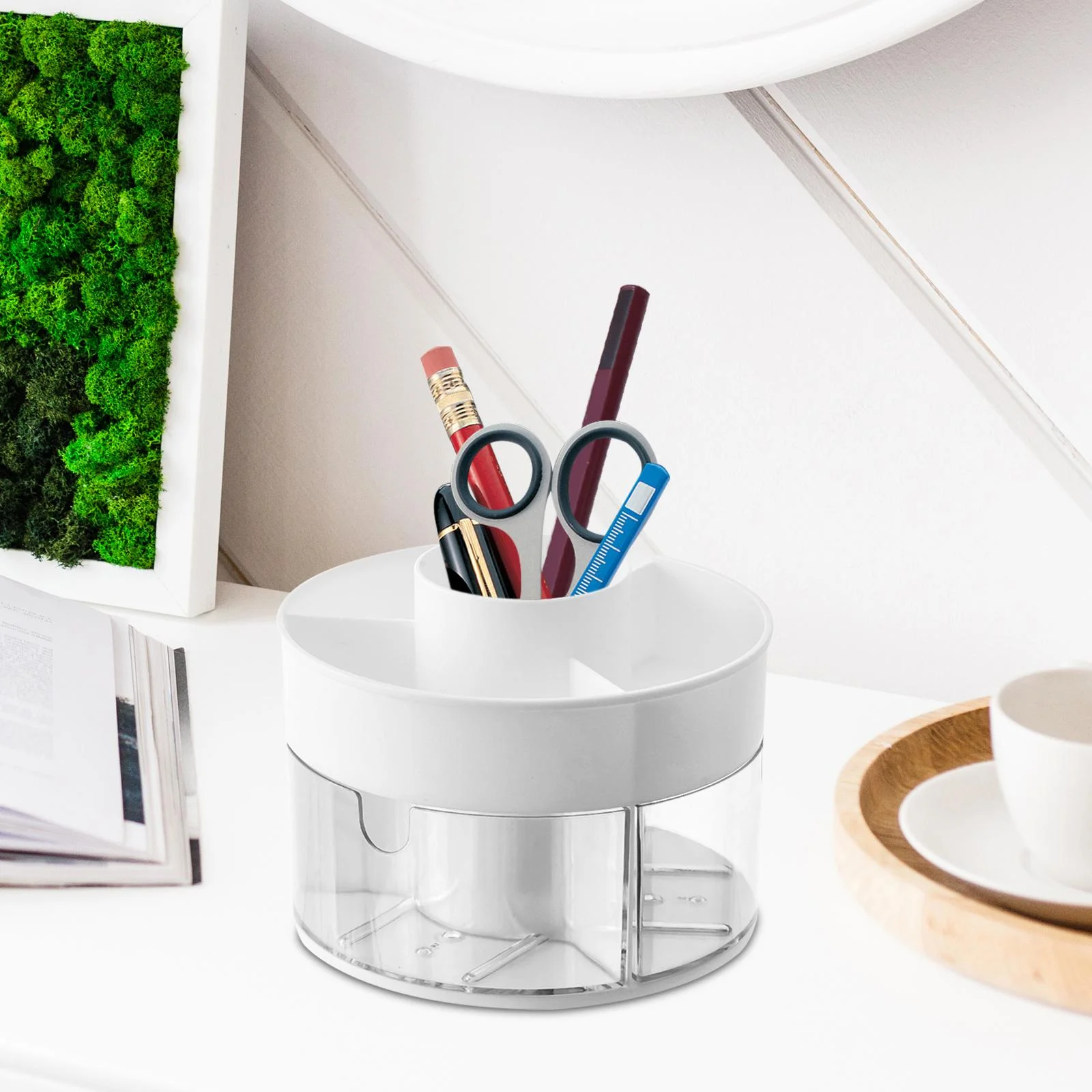 Toysmith 360 degree Rotating Makeup Organizer Holder Pen Holder Countertop Makeup Perfume Organizer Cosmetics Organization for Vanity Office