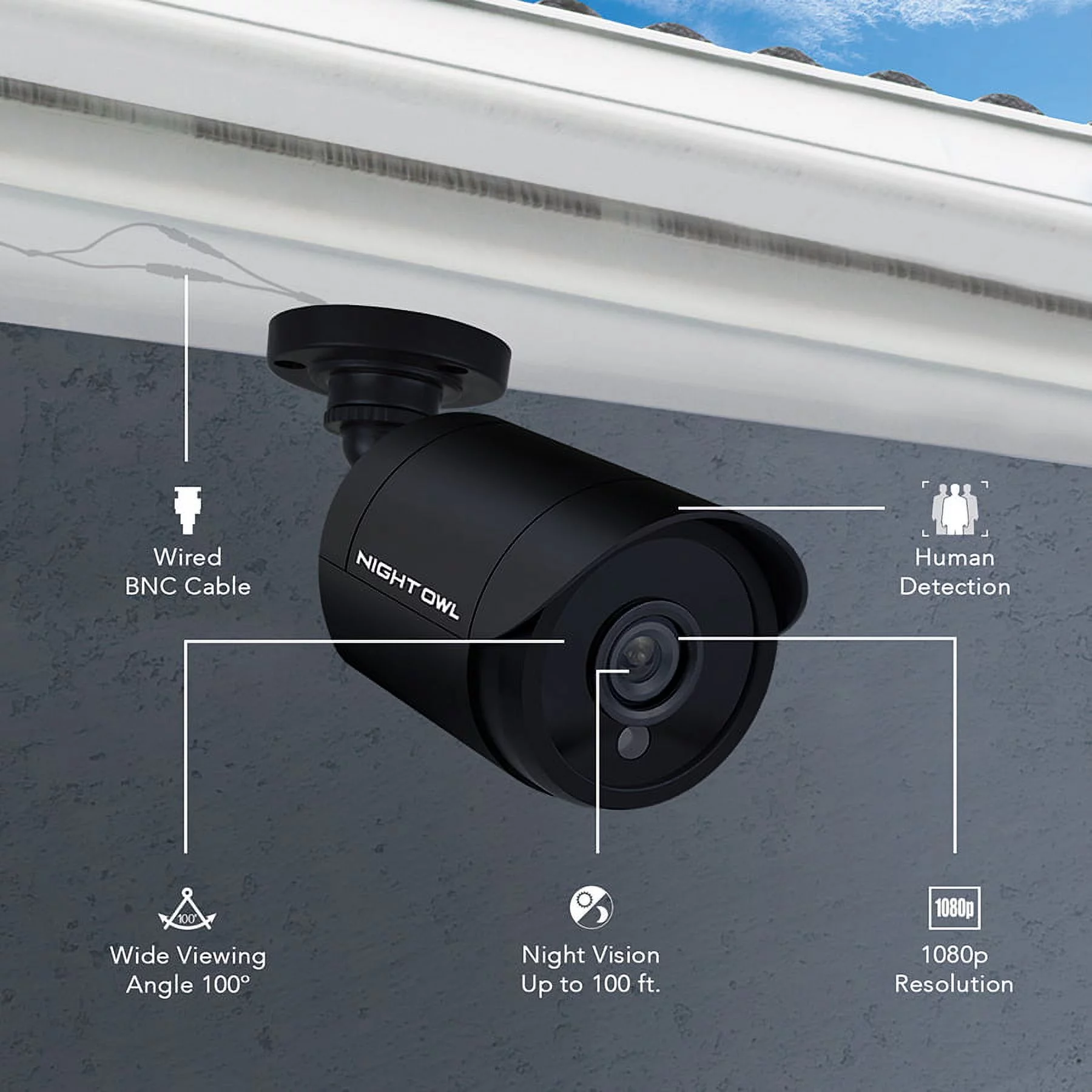 Night Owl 8 Channel 1080p DVR with Human Detection Technology, 1 TB HDD and 4 x 1080p Wired Cameras