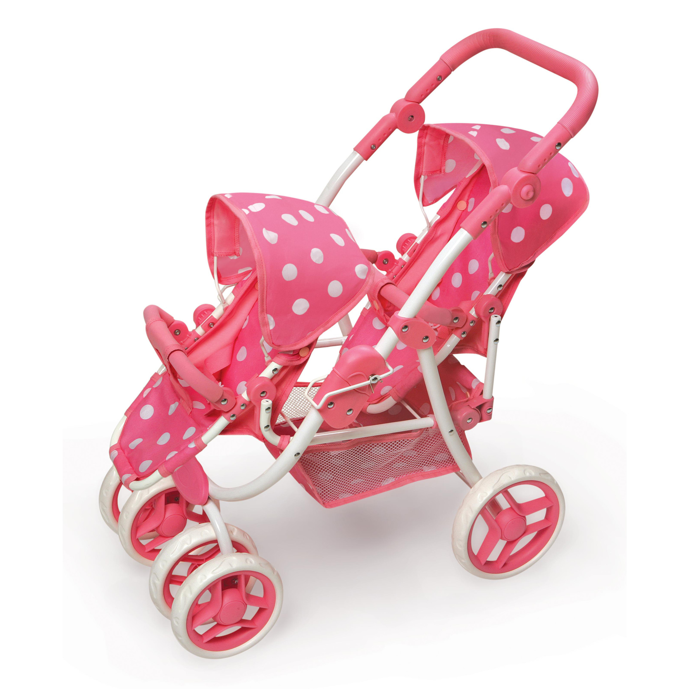 Reversible Double Doll Stroller - Pink/Polka Dots
