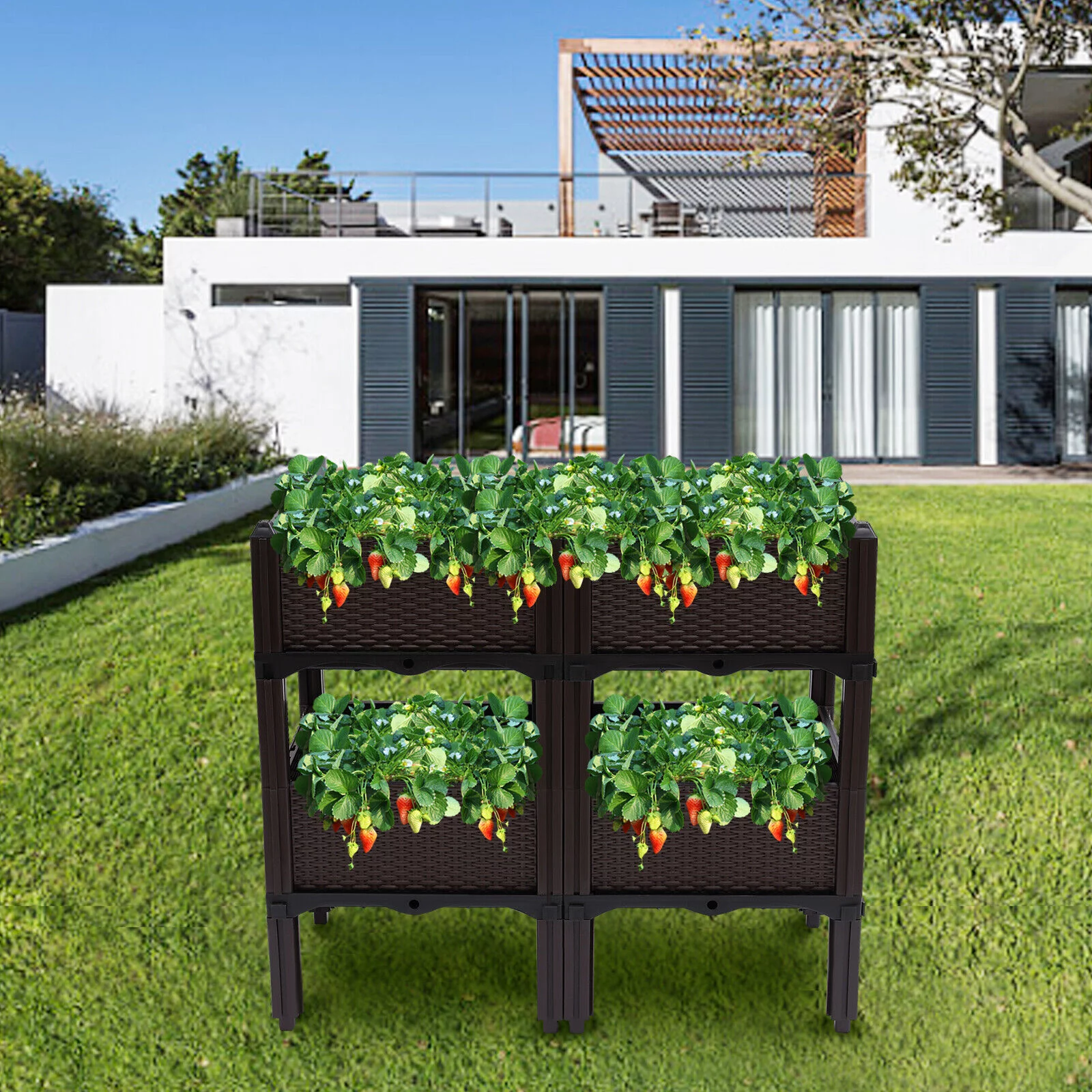 74X38X65cm Raised Garden Bed Elevated Flower Vegetable Herb Planting Growing Box