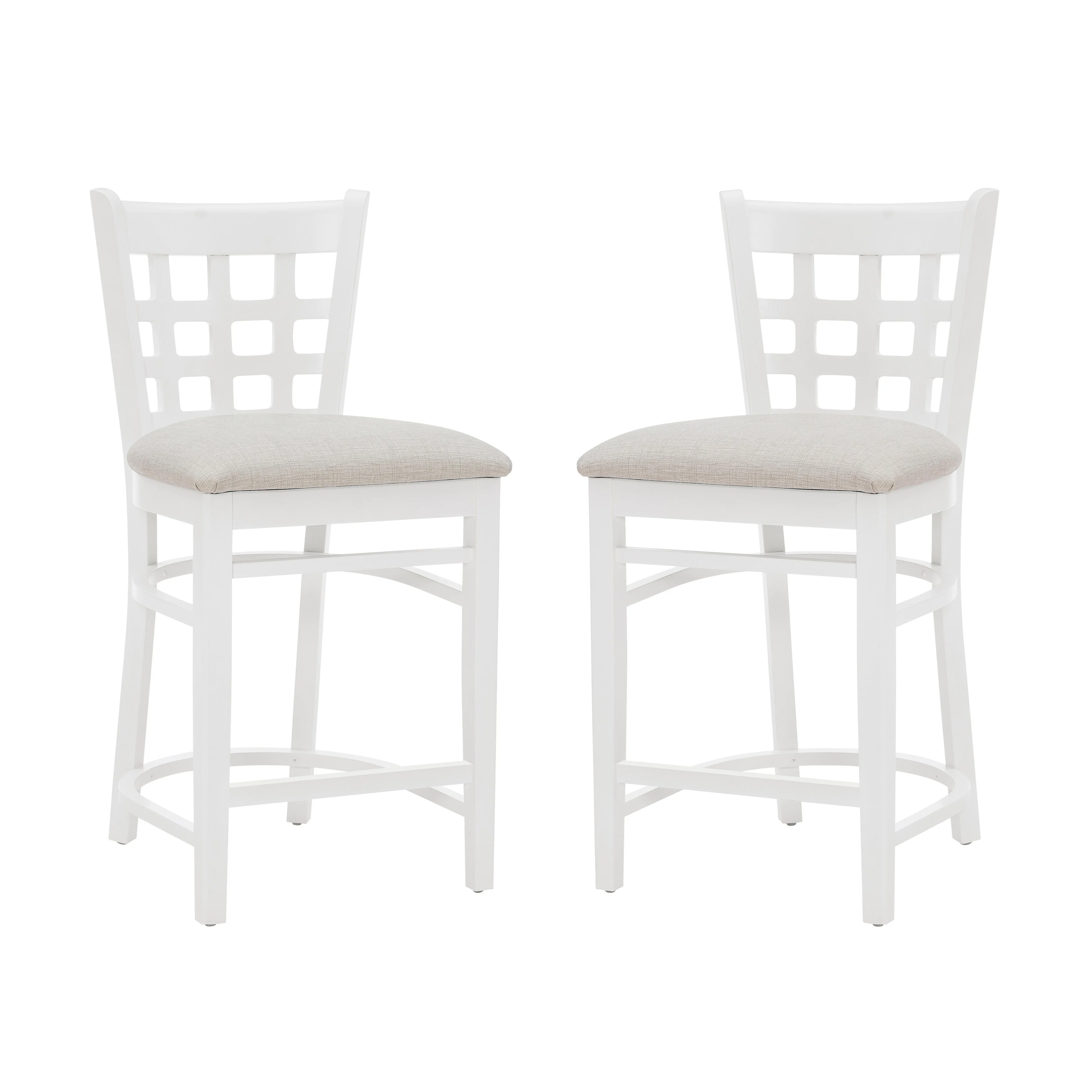 Linon Levan White Farmhouse Counter Stool (Set of 2)