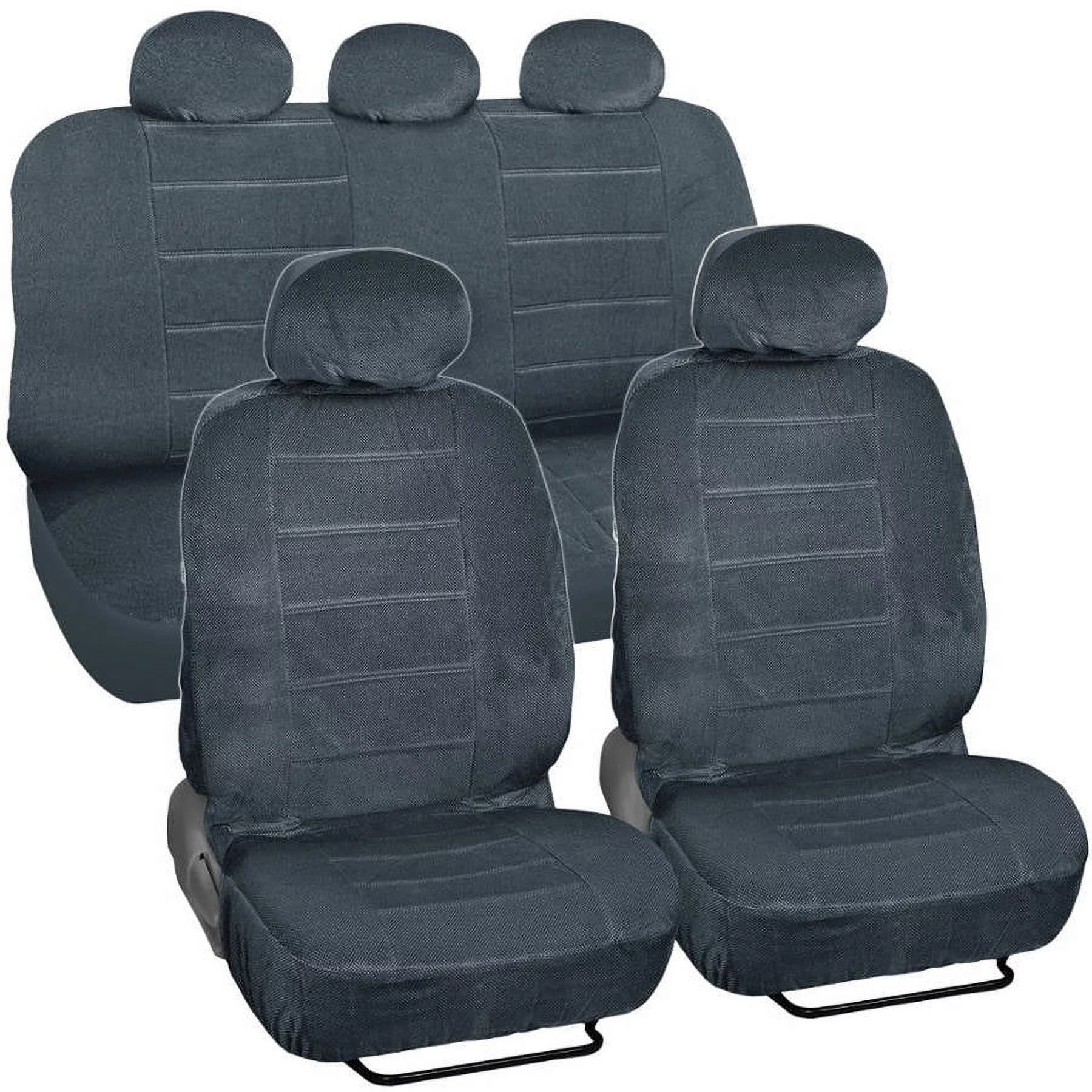 BDK Regal Dotted Cloth Car Seat Covers, 9pc, Front and Rear Full Set, Low Back