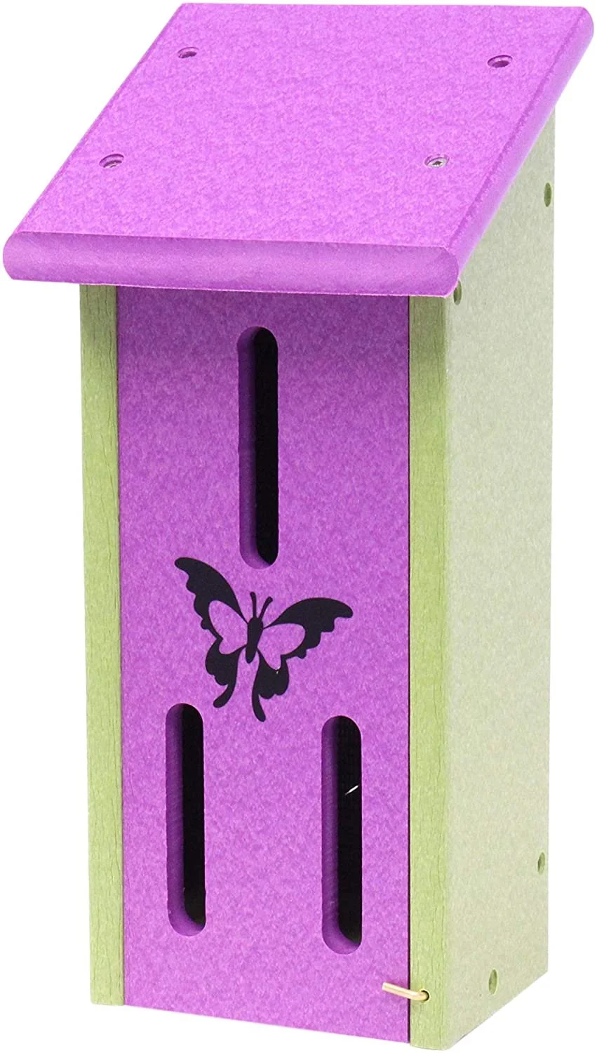 Amish-Made Butterfly House, Eco-Friendly Poly Lumber Purple/Lime Green