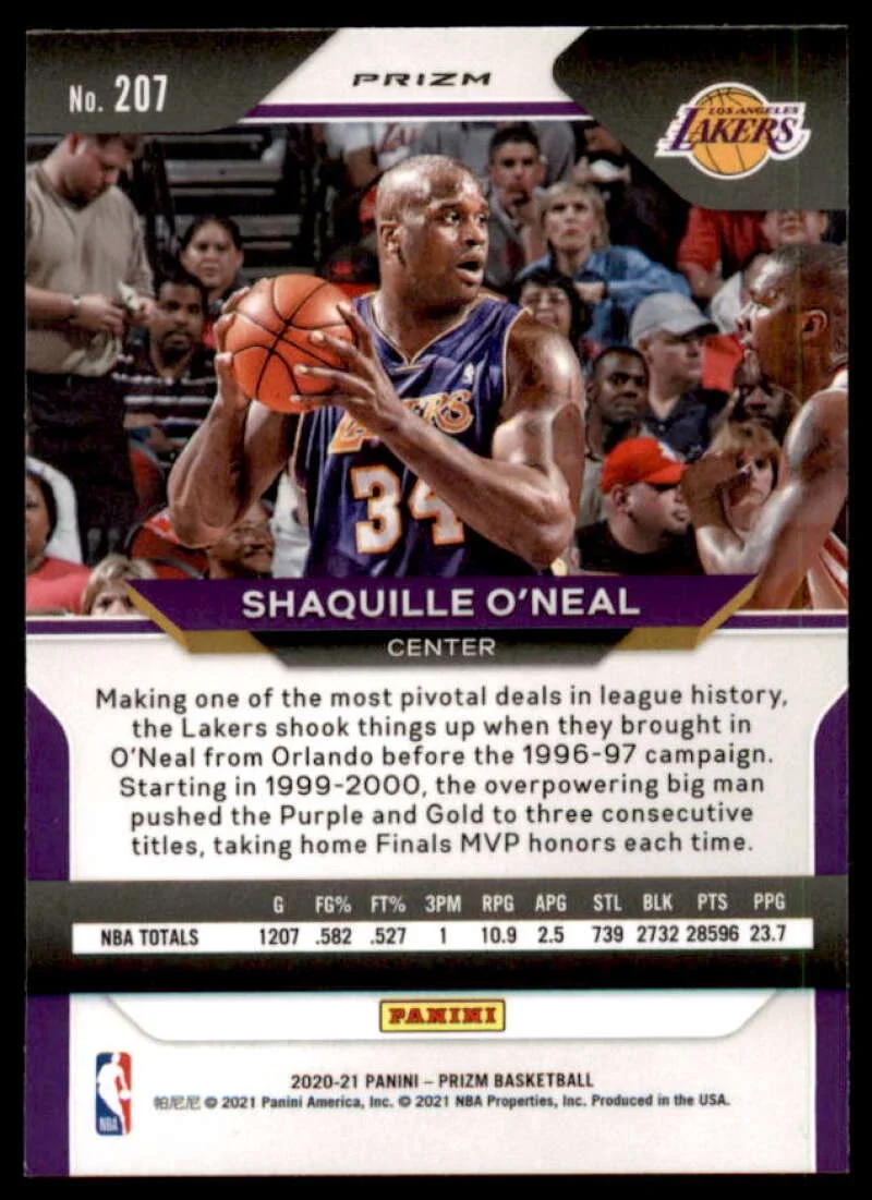 Shaquille O'Neal Card 2020-21 Panini Prizm Prizms Pink Ice #207