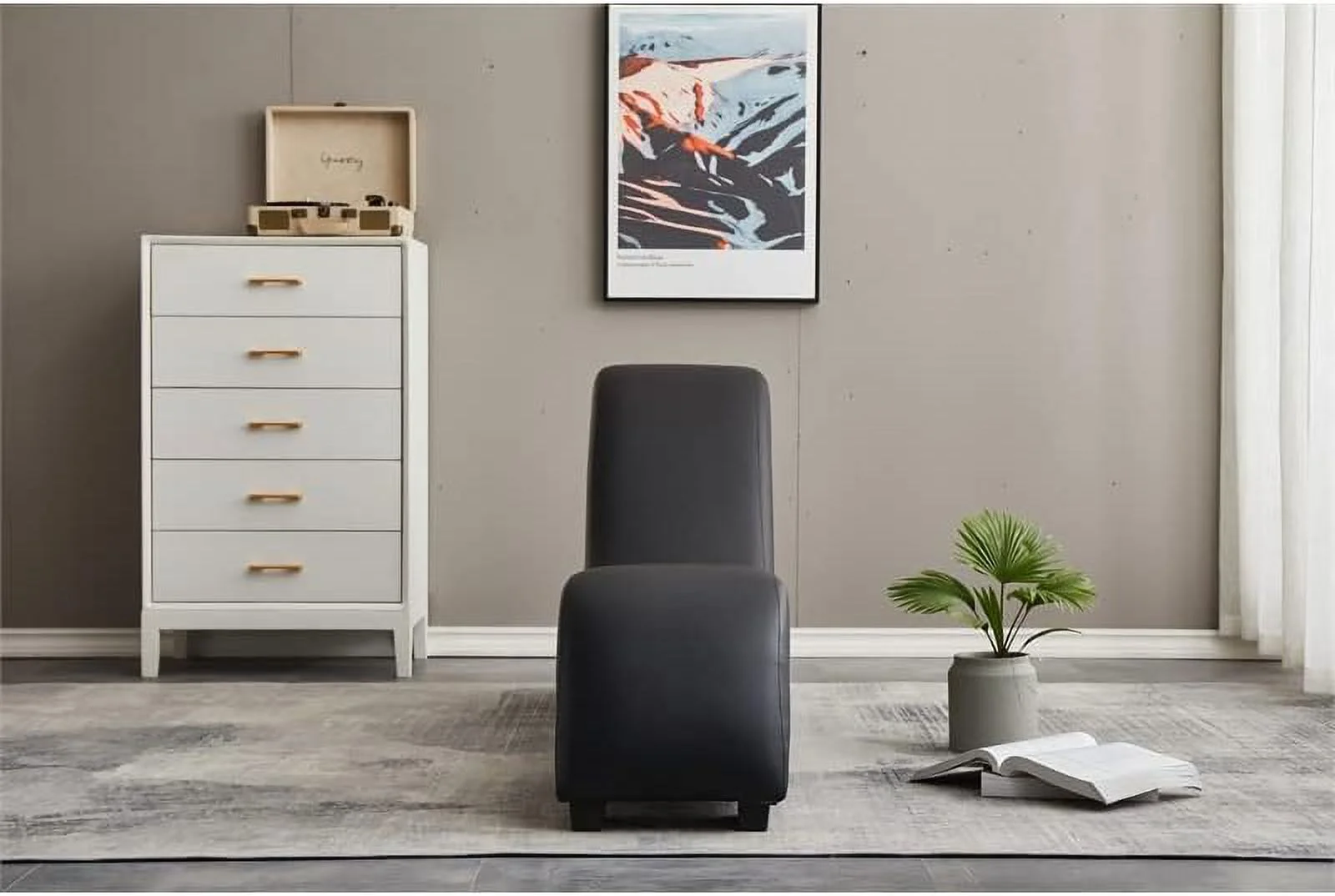 Kolar Faux Leather Yoga Chaise Lounge Chair, Relaxation, Streching, In Brown