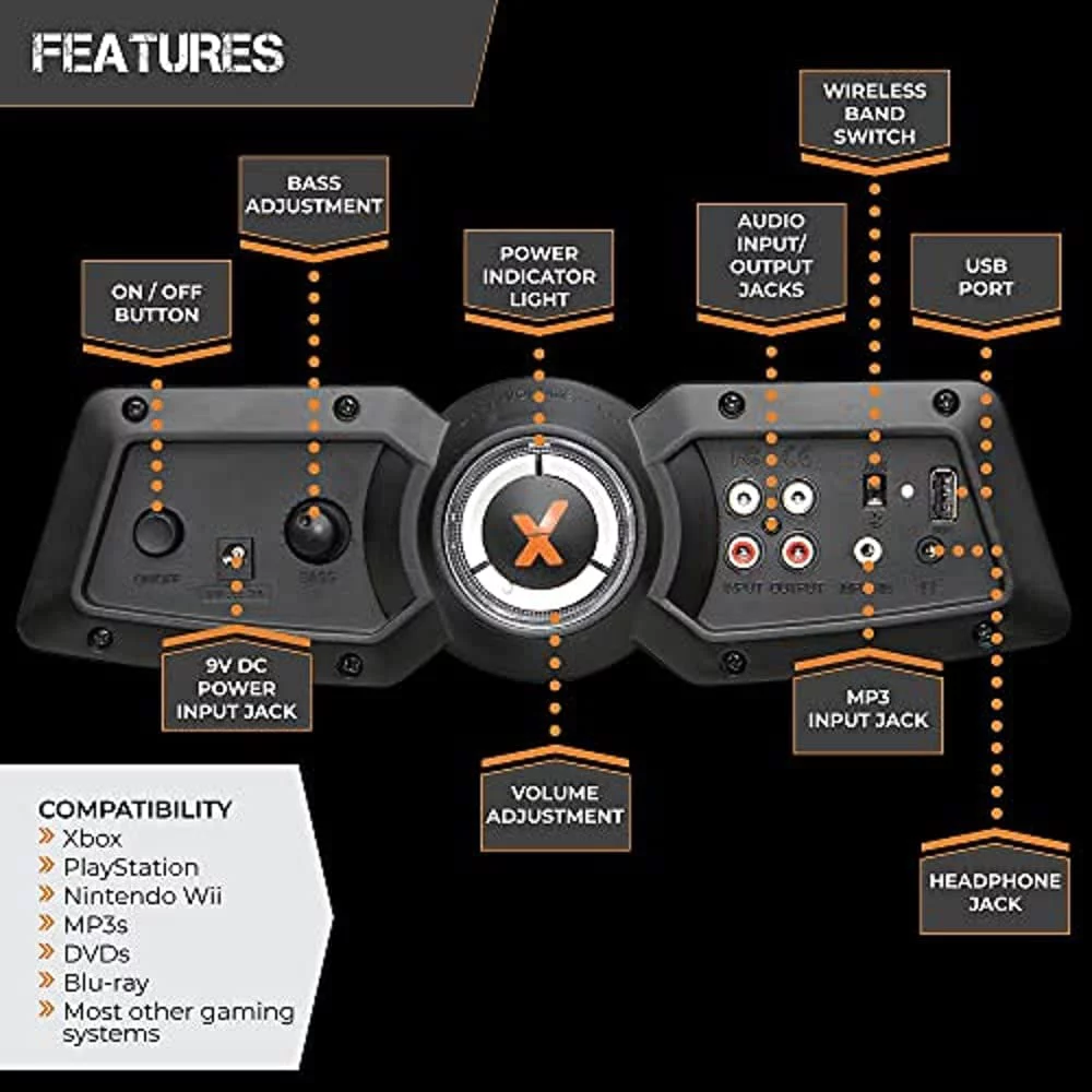 X Rocker Bluetooth & Ergonomic Swivel Leather Gaming Chair, Black/Red