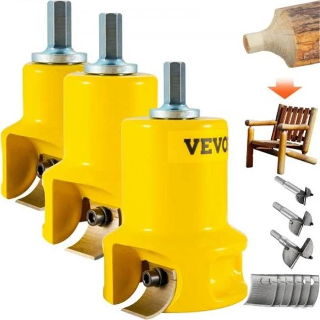 Vevor  1 in., 1.5 in. & 2 in. Tenon Cutter with Dual Curved Blades & Button Screws Home Master Kit