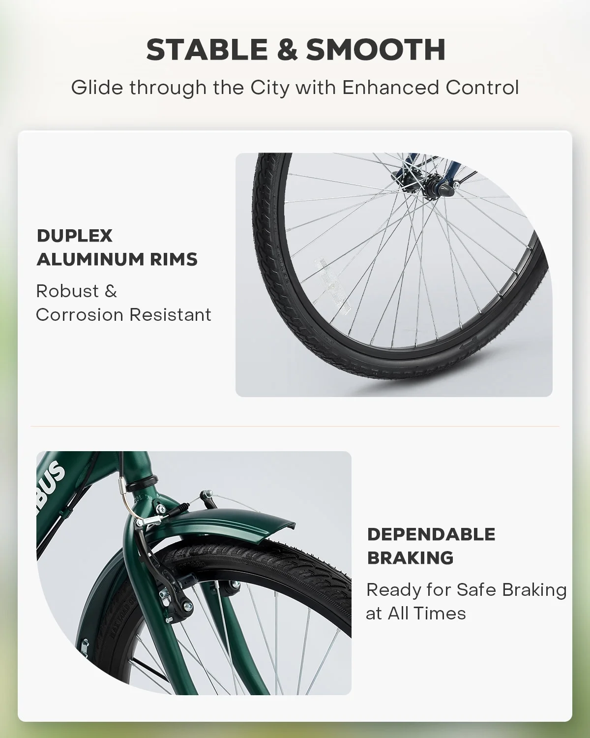 26 Inch Folding Adult Tricycle 7 Speed Trike with Removable Basket Green