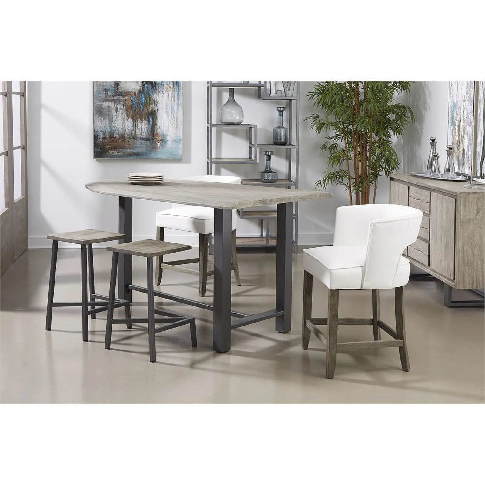 Pemberly Row Grey/Gunmetal Yukon Counter Height Dining Table