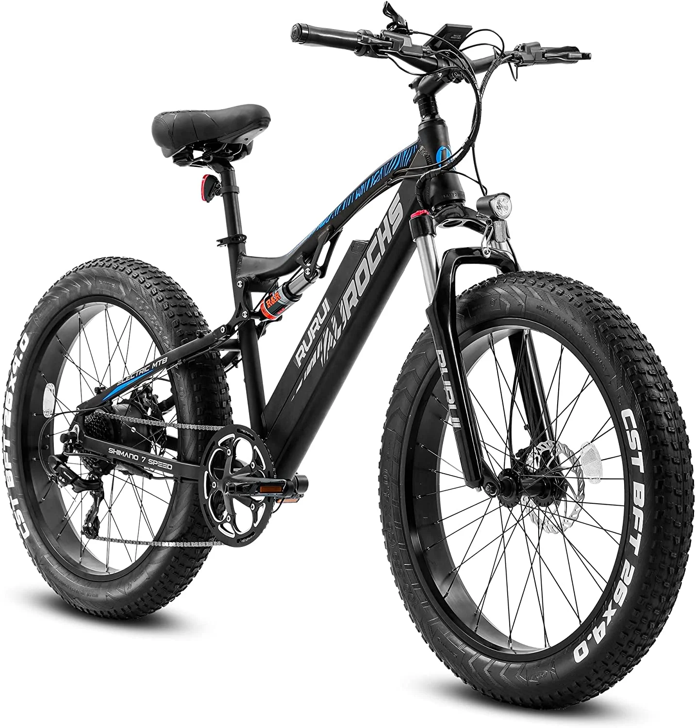 Eahora XT10 26in 750W Electric Bike up to 31MPH 48V 15Ah Adults 9 Speeds 4.0 Fat Tire Bicycle Black