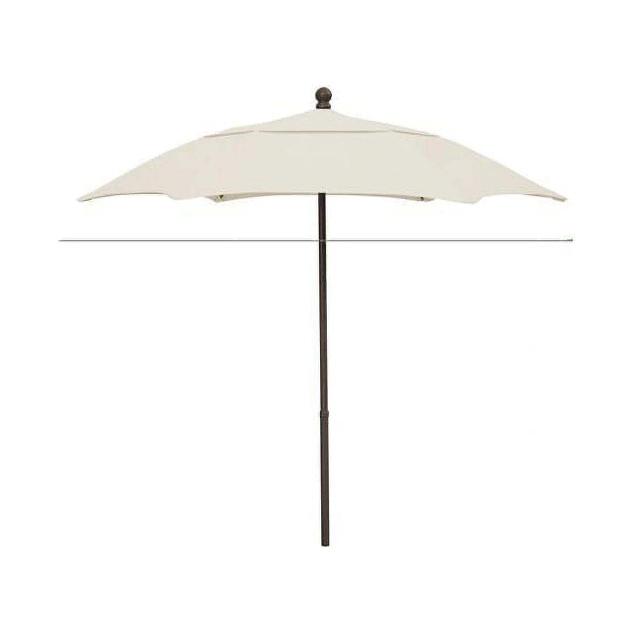 7.5' Hex Patio Umbrella 6 Rib Push Up Champagne Bronze with Natural Spun Poly Canopy, 7HPUCB-Natural