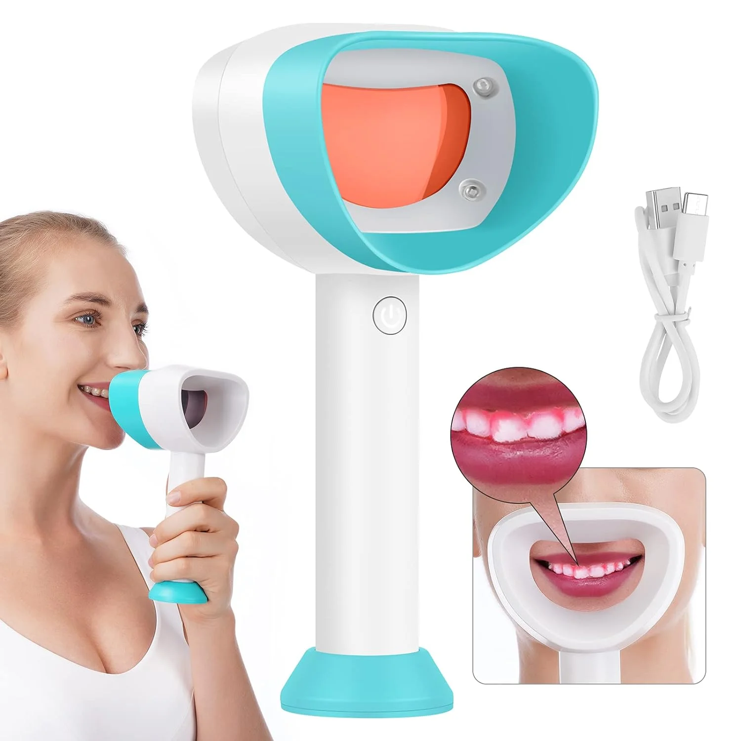 Dental Plaque Disclosing Monitor, Dental Tools to Show Plaque Instantly without Dye, Hand-Held Oral Plaque Finder Revealing Device for Adult Kids, Helps Teach Kids Teeth Brushing Habits