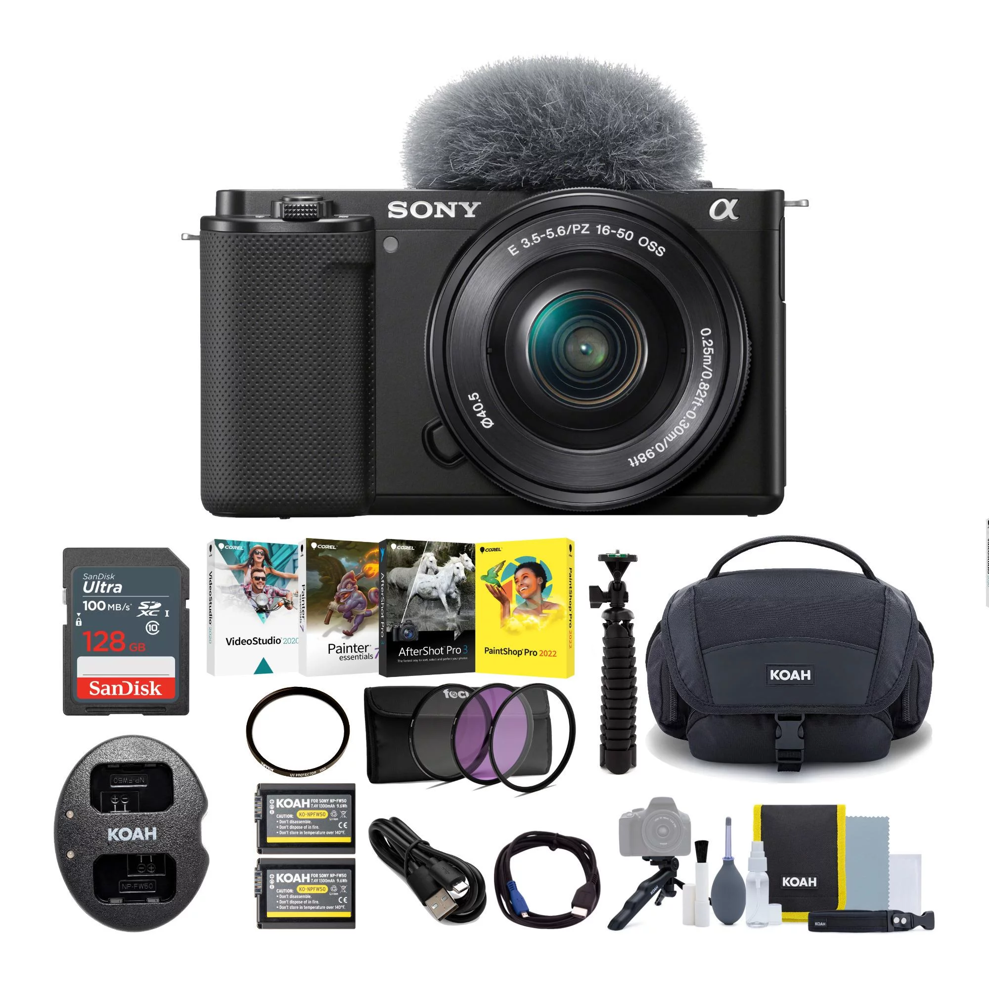 Sony Alpha ZV-E10 APS-C Mirrorless Camera with 16-50mm Lens and Accessory Bundle