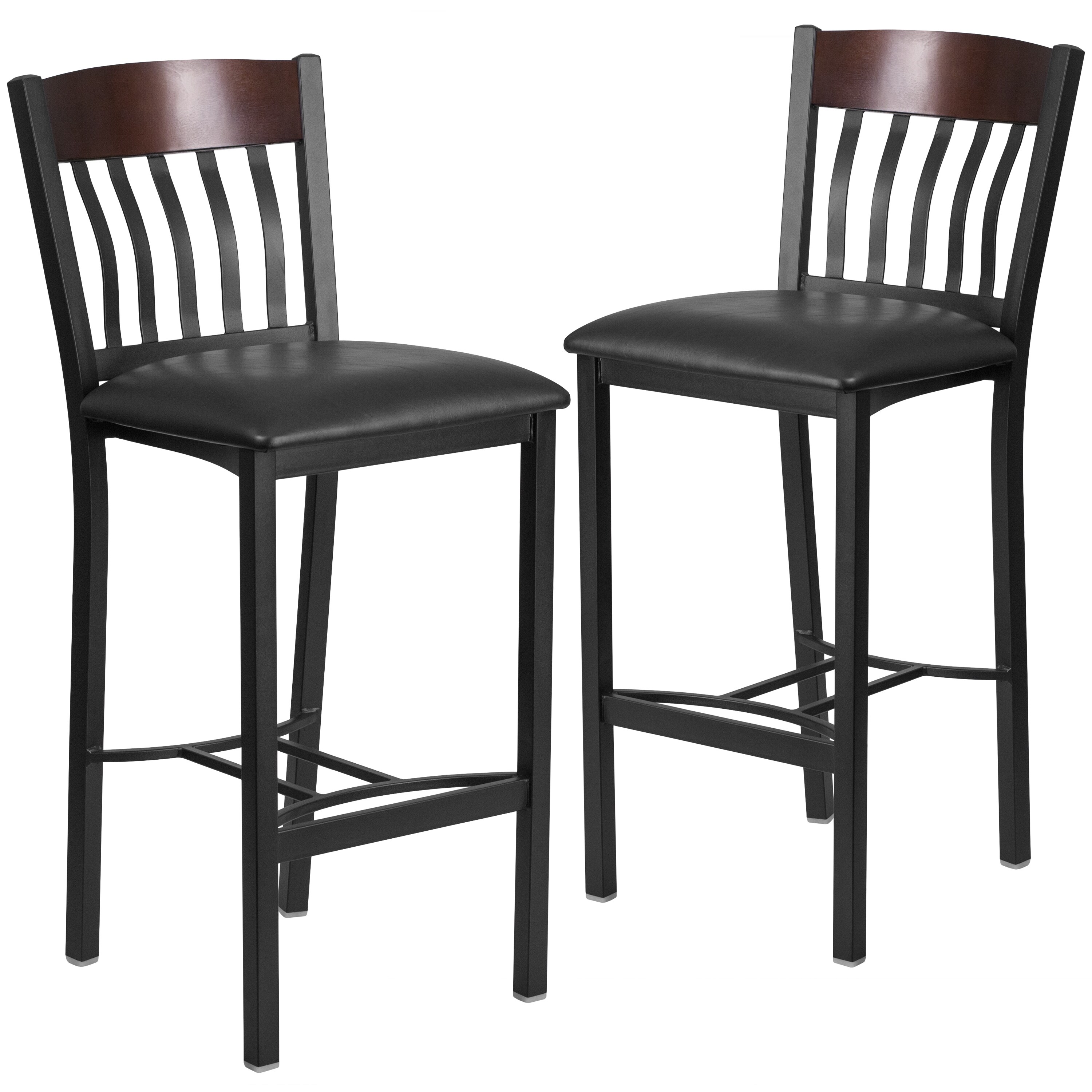 Flash Furniture 2 Pk. Eclipse Series Vertical Back Metal and Wood Restaurant Barstool - 17