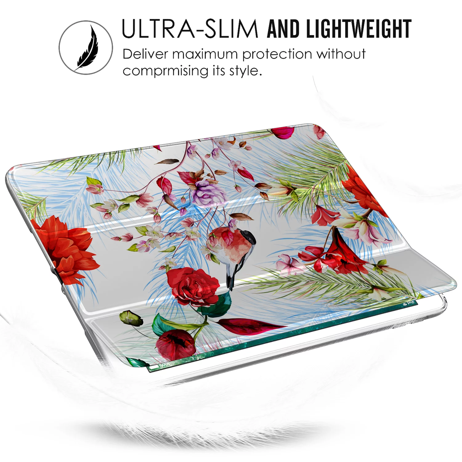 iPad 9.7 5th 6th Gen Air 1st 2nd Generation [iPad 5 6 Air 1 2] A1893 A1822 A1566 MH2V2LL/A MRM52LL/A MP242LL/A Magnetic Dual Angle Stand with Honeycomb Pattern Printed Cover - Birds & Flowers