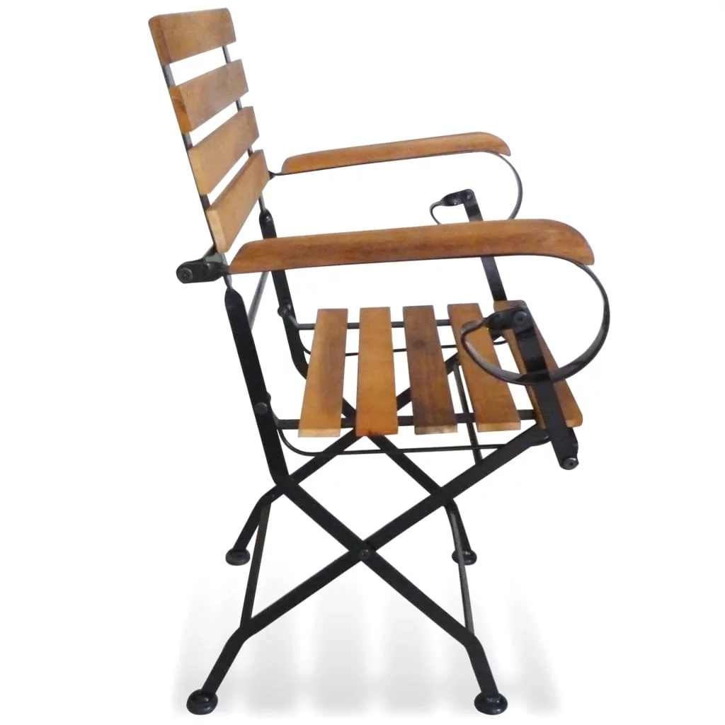 Dcenta Folding Patio Chairs 2 pcs Steel and Solid Wood Acacia