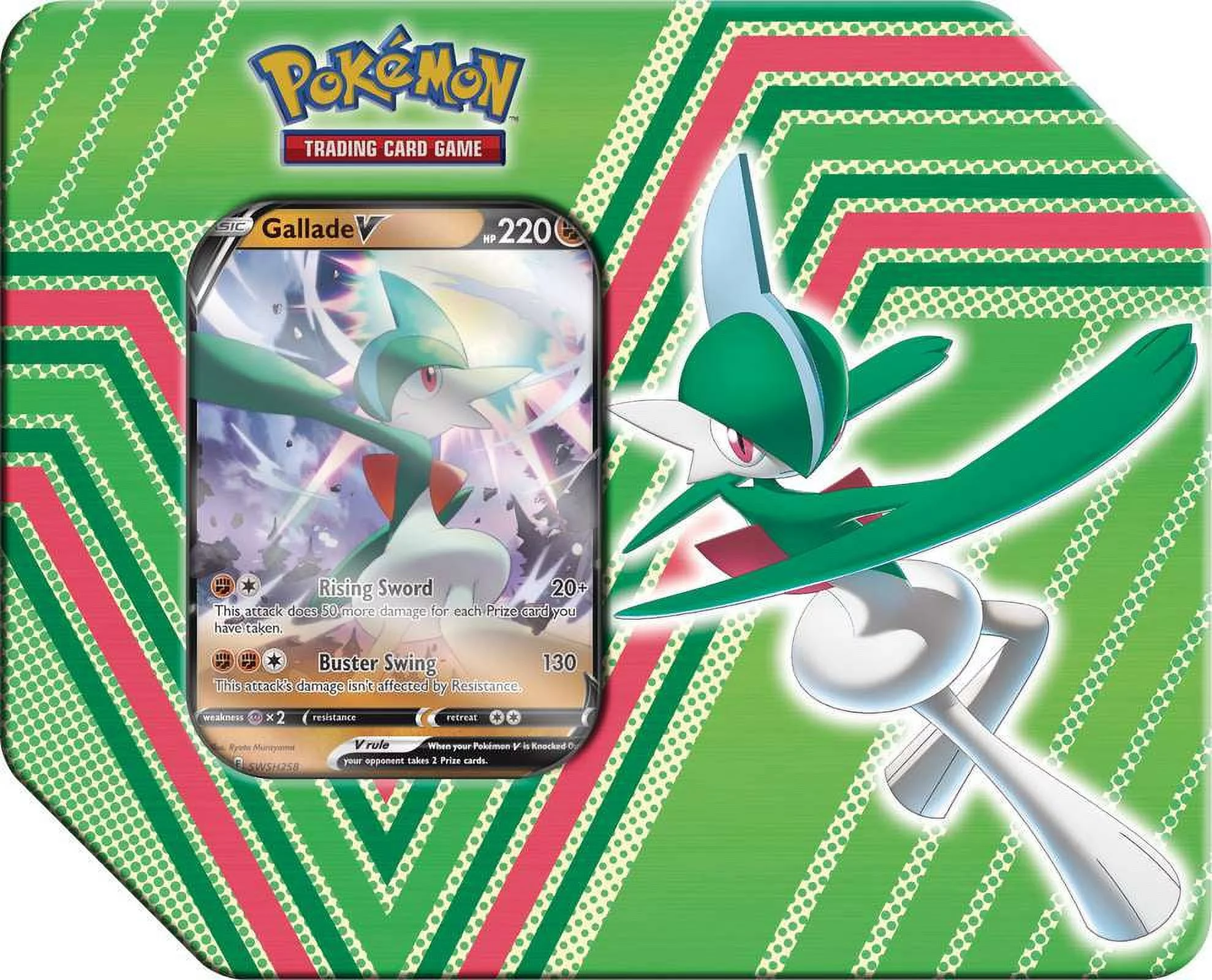 Pokemon Hidden Potential Gallade V Tin Set (5 Booster Packs, Foil Promo Card & More)